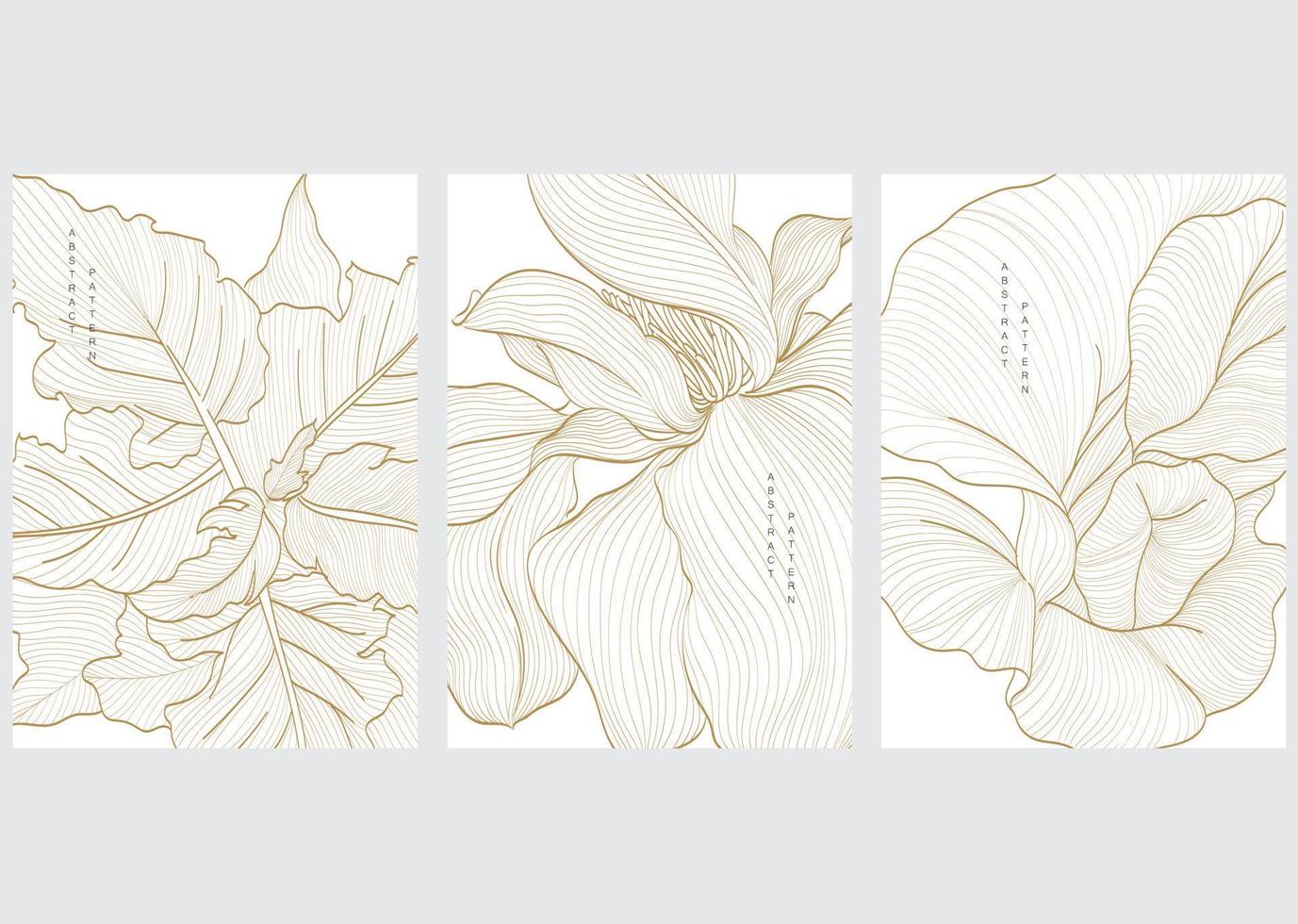 Art floral background with hand drawn line pattern vector. Abstract natural elements with banner in vintage style. vector