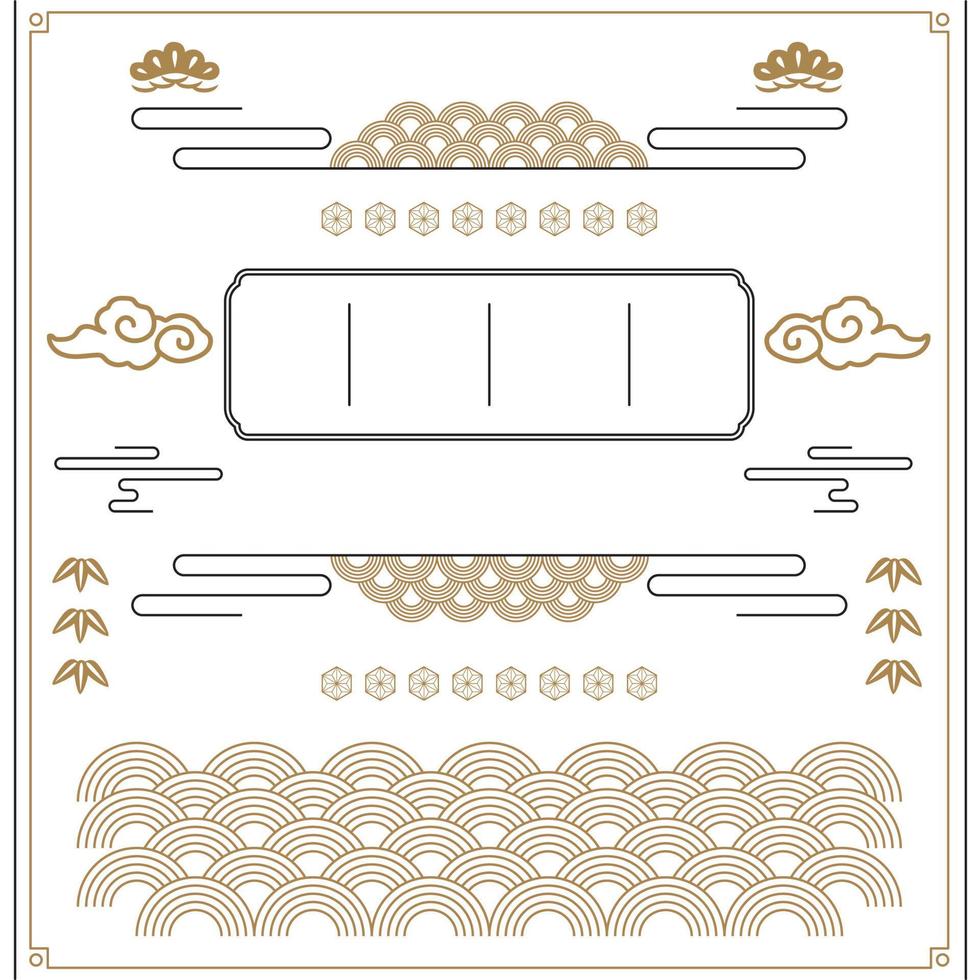 Japanese template with line pattern vector. Geometric background with wave elements in vintage style. vector