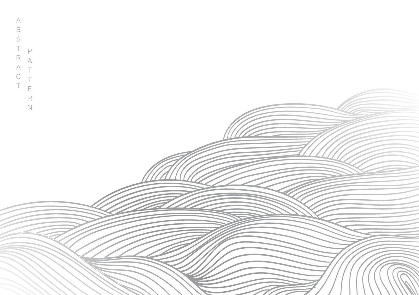 Abstract landscape background with white and grey line pattern vector. Mountain forest art with natural art template. Banner design and wallpaper in vintage style. vector