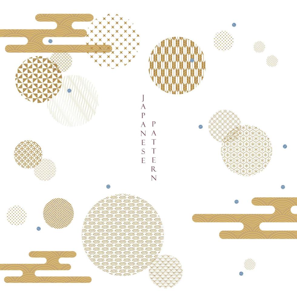 Japanese pattern with geometric background vector. Abstract shape elements with cloud in Asian style. vector