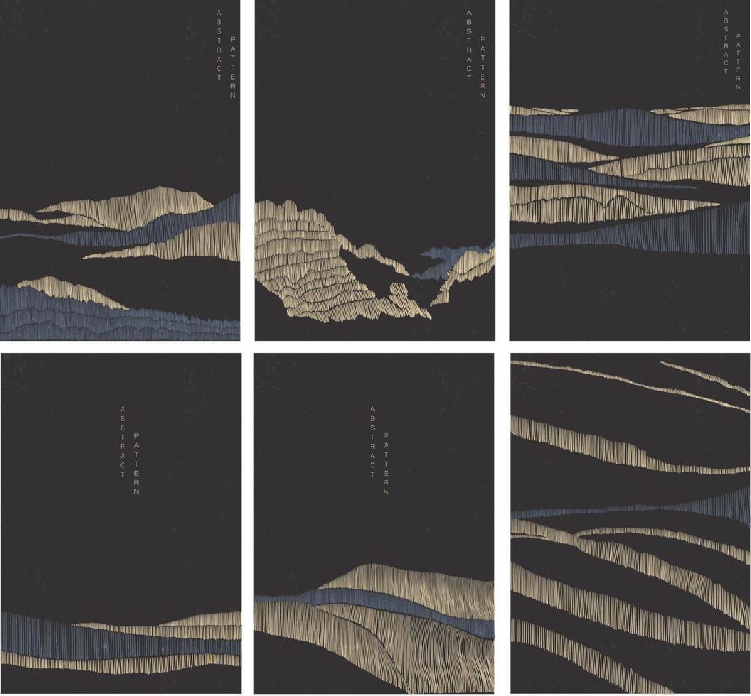 Abstract landscape with Japanese wave pattern vector. Natural art background with Mountain forest template. vector