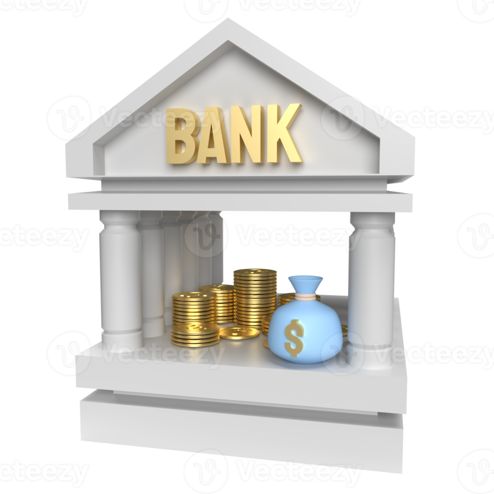 The bank building  for business or saving concept 3d rendering png