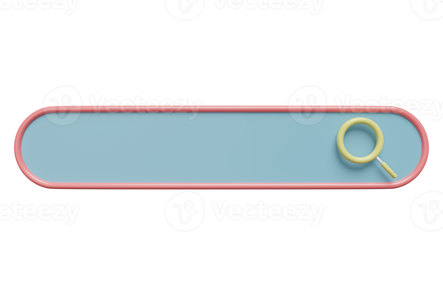 barre de recherche bleue vide avec loupe isolée. moteur de recherche web minimal ou concept de navigation web, illustration 3d ou rendu 3d png