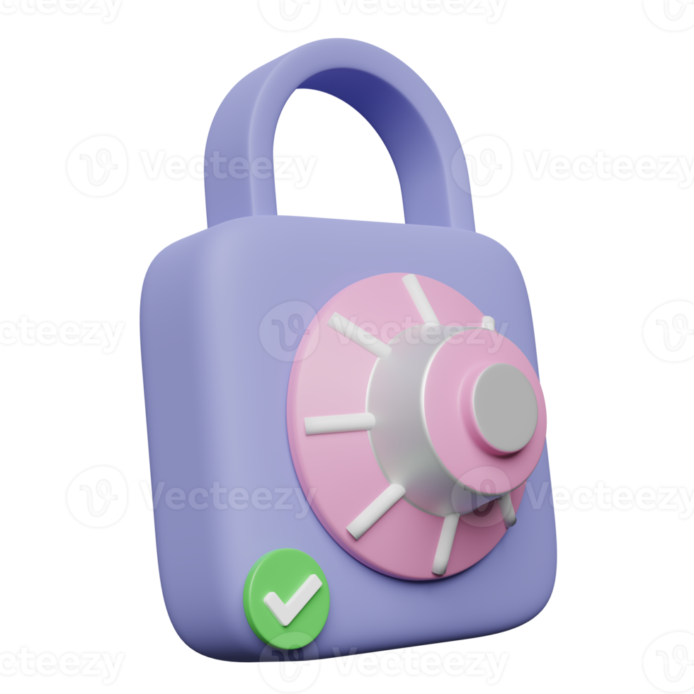 3d padlock, key icon with password insecure isolated. security data protection, minimal concept, 3d render illustration png