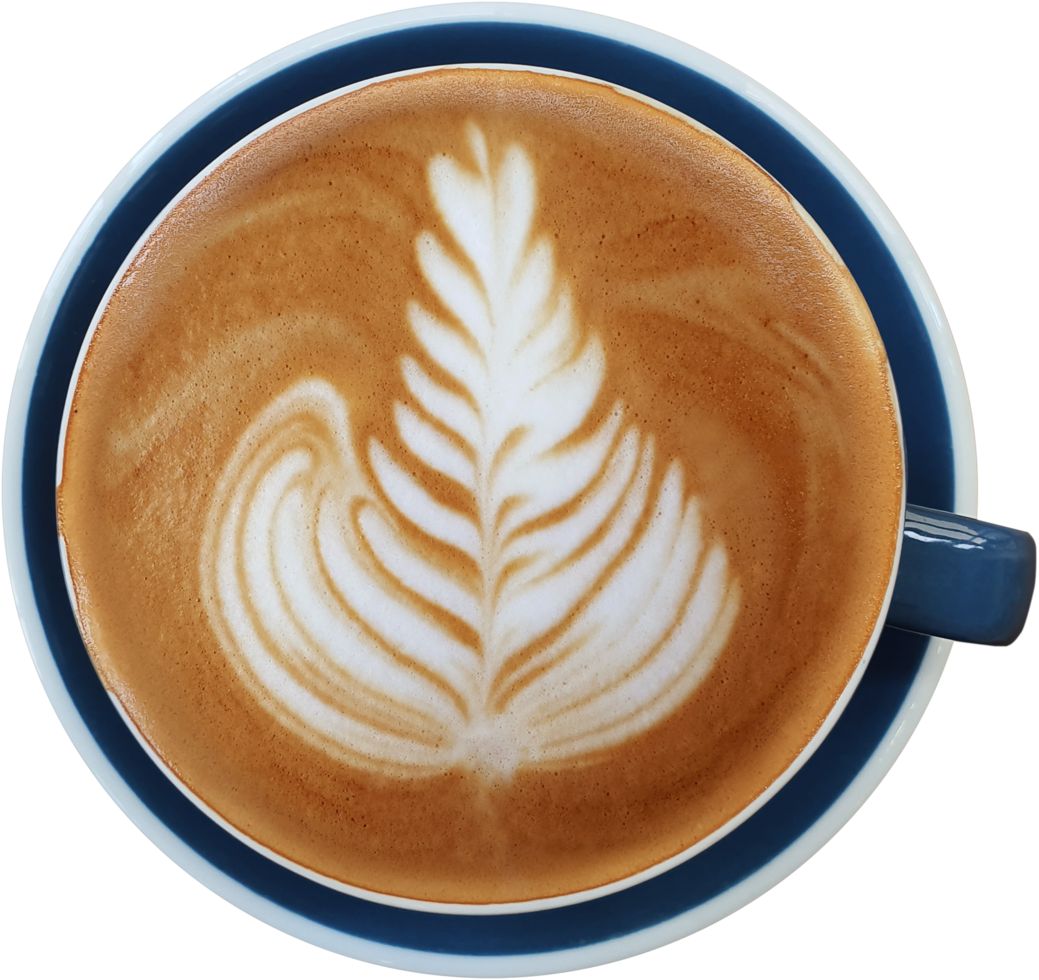 vue d'op d'une tasse de café latte art png