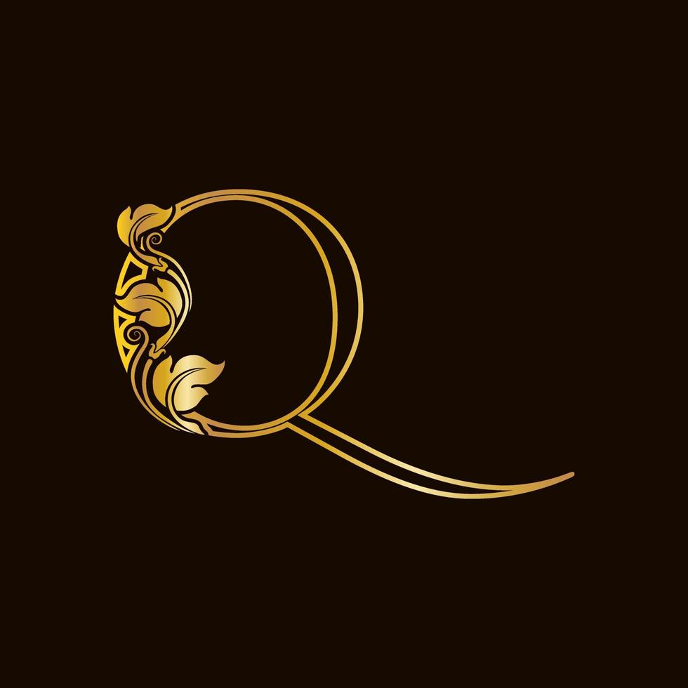 Luxury Initial Golden Q vector