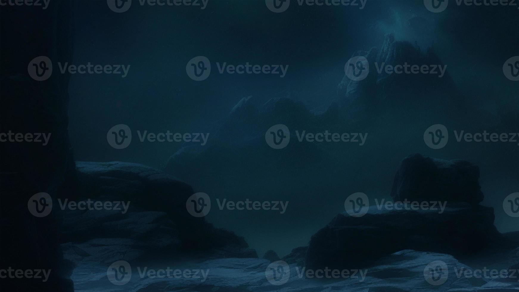 Magnificent hilly and foggy landscape at night photo