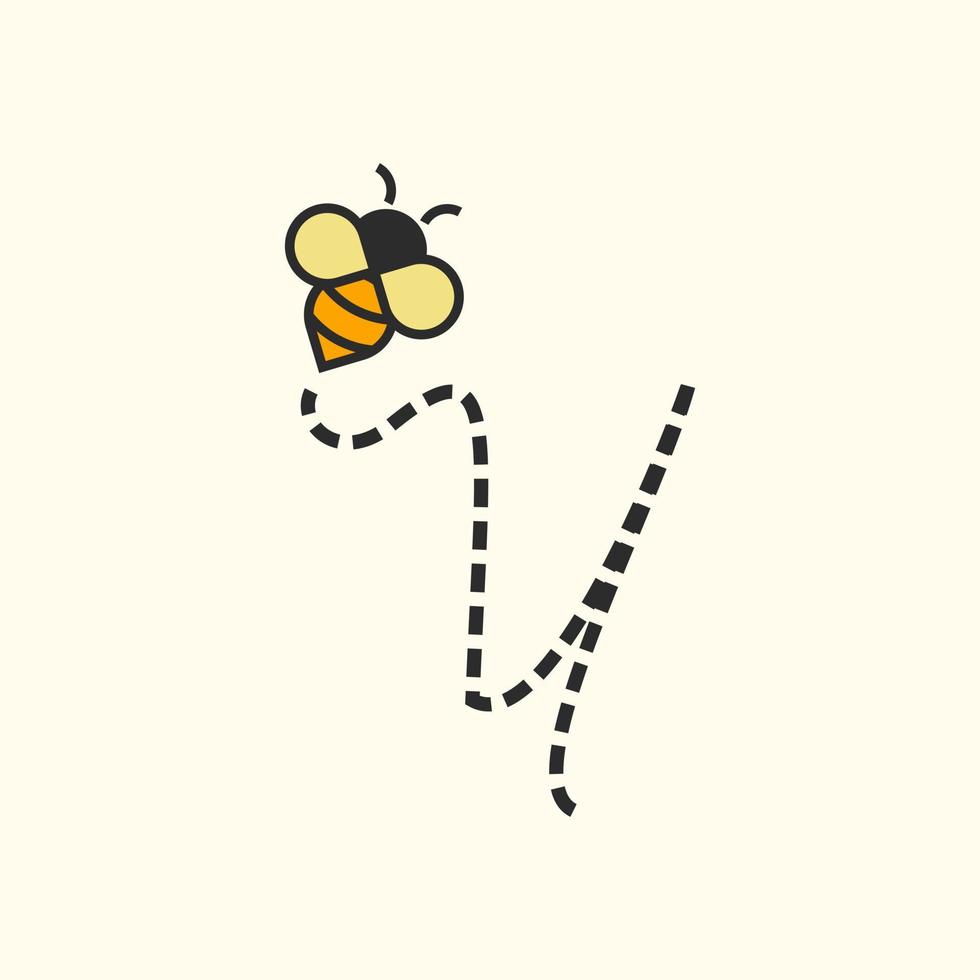 v inicial abeja voladora vector