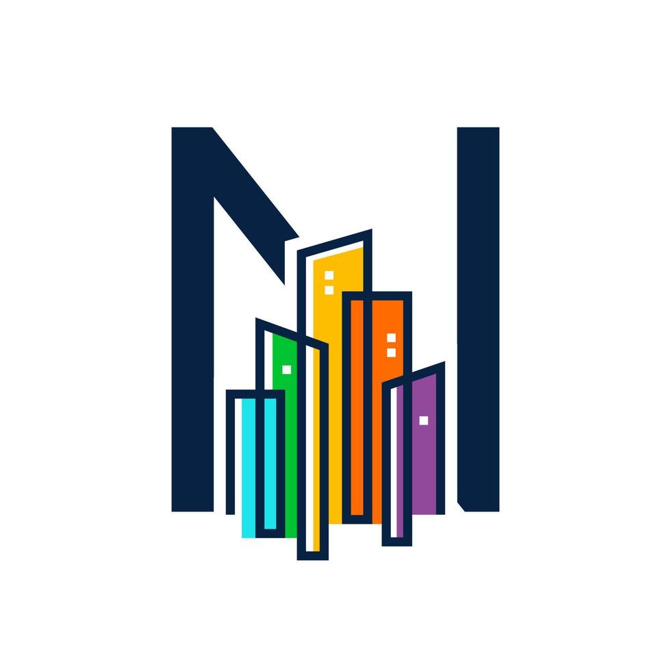 Initial N Colorful City vector