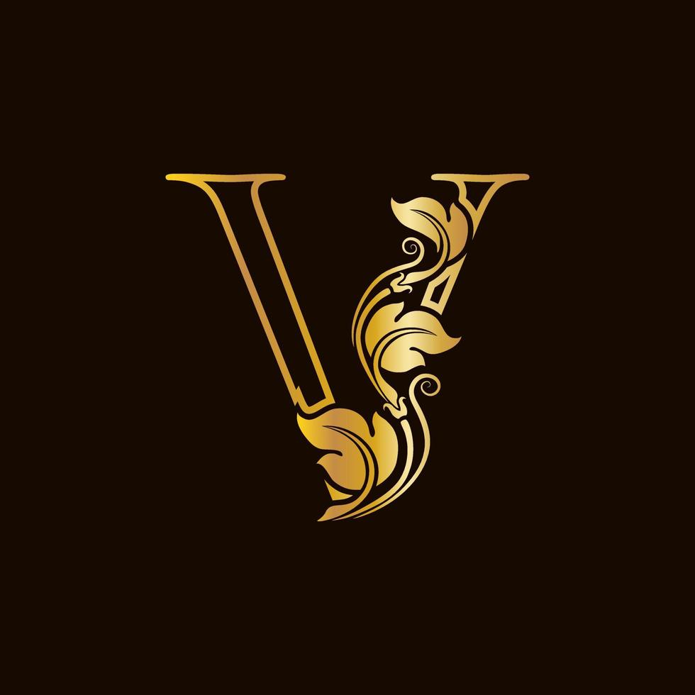 Luxury Initial Golden V vector