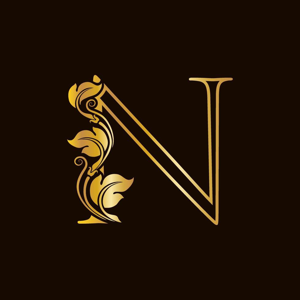 Luxury Initial Golden N vector