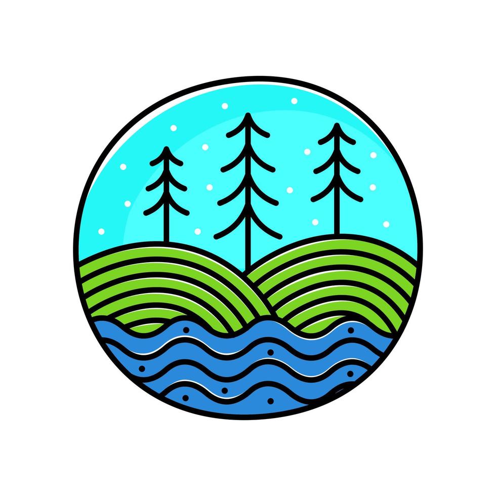 Mono line landscape Logo vector