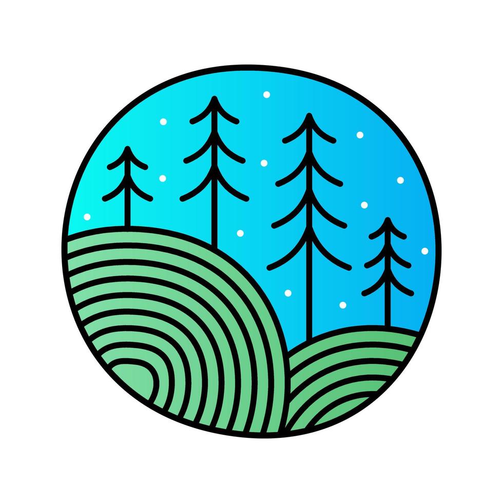 Mono line landscape Logo vector