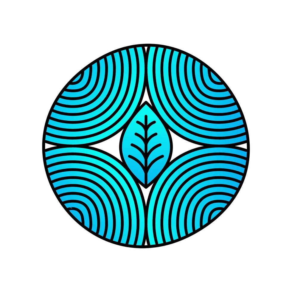 logotipo de hoja de línea mono vector