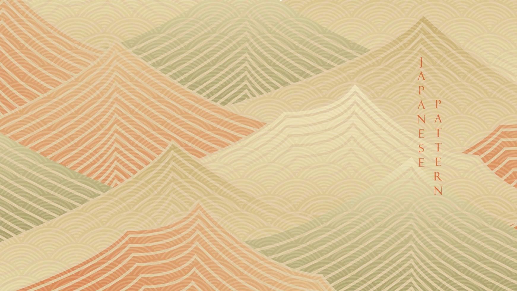 fondo japonés con vector de patrón geométrico. banner de arte abstracto con elementos de línea en estilo vintage.