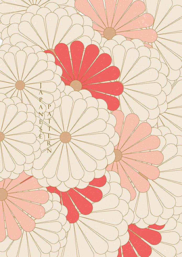 Japanese background with camellia flower pattern vector. Orientals banner with floral decoration in vintage style. vector