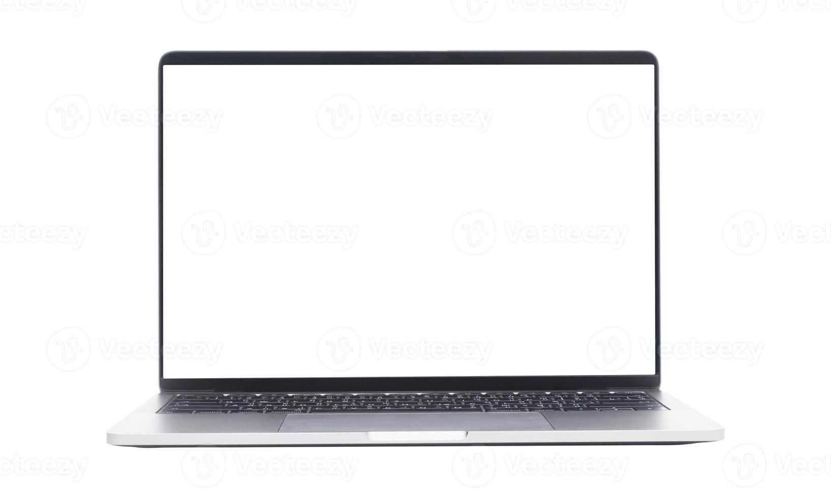 Creative White screen Mockup of a Laptop On The Desk. Empty Computer