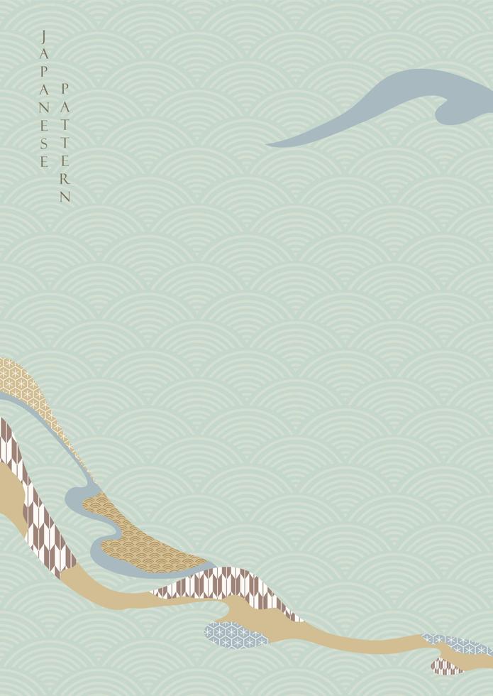 patrón japonés con vector de fondo geométrico. banner abstracto en estilo vintage.