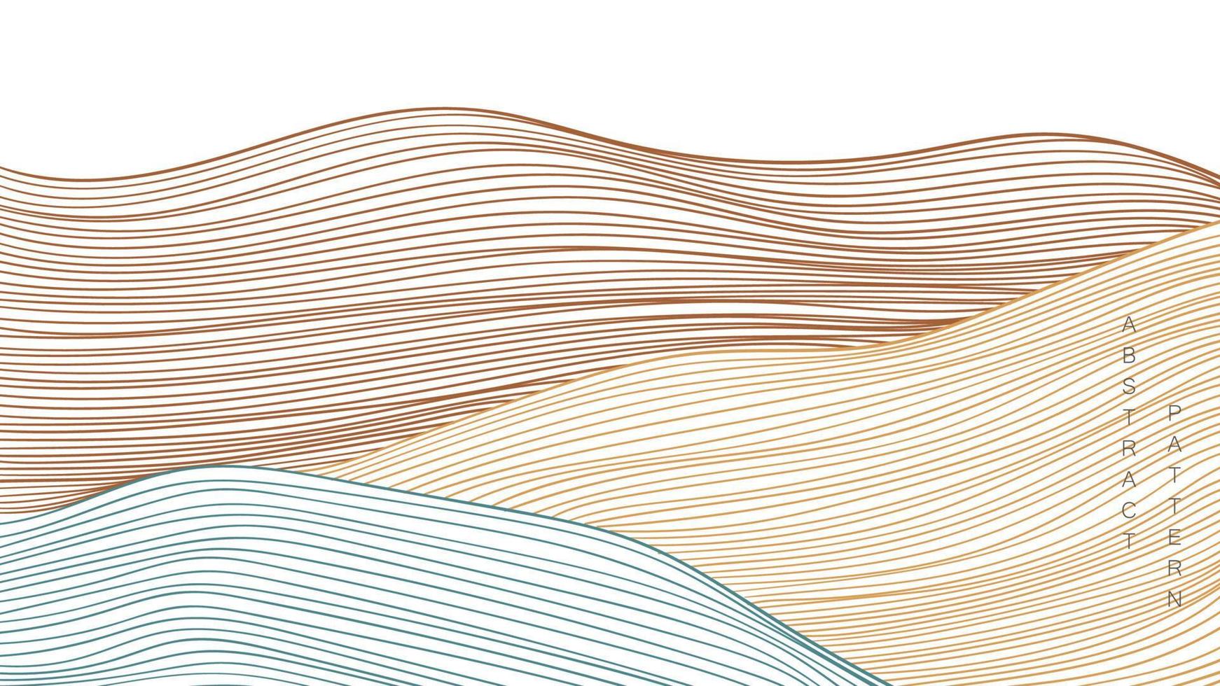 Abstract art background with line pattern vector. Curve elements with hand drawn wave in vintage style. vector