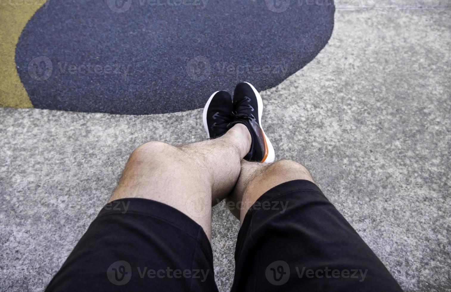 Men's feet in autumn photo