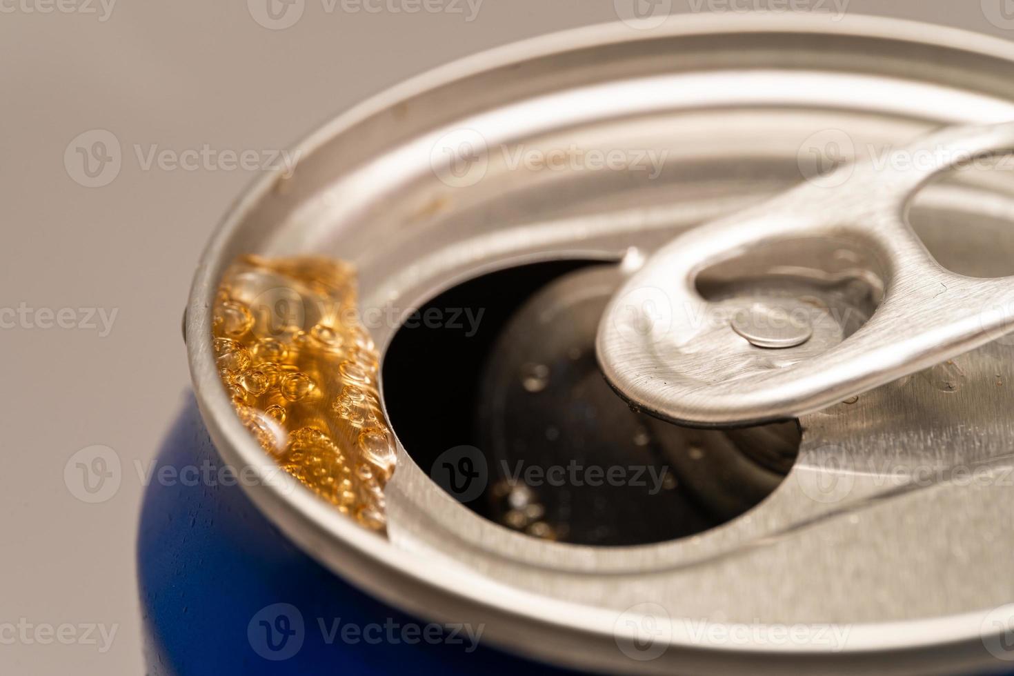 Close up of Cola on aluminum can. photo