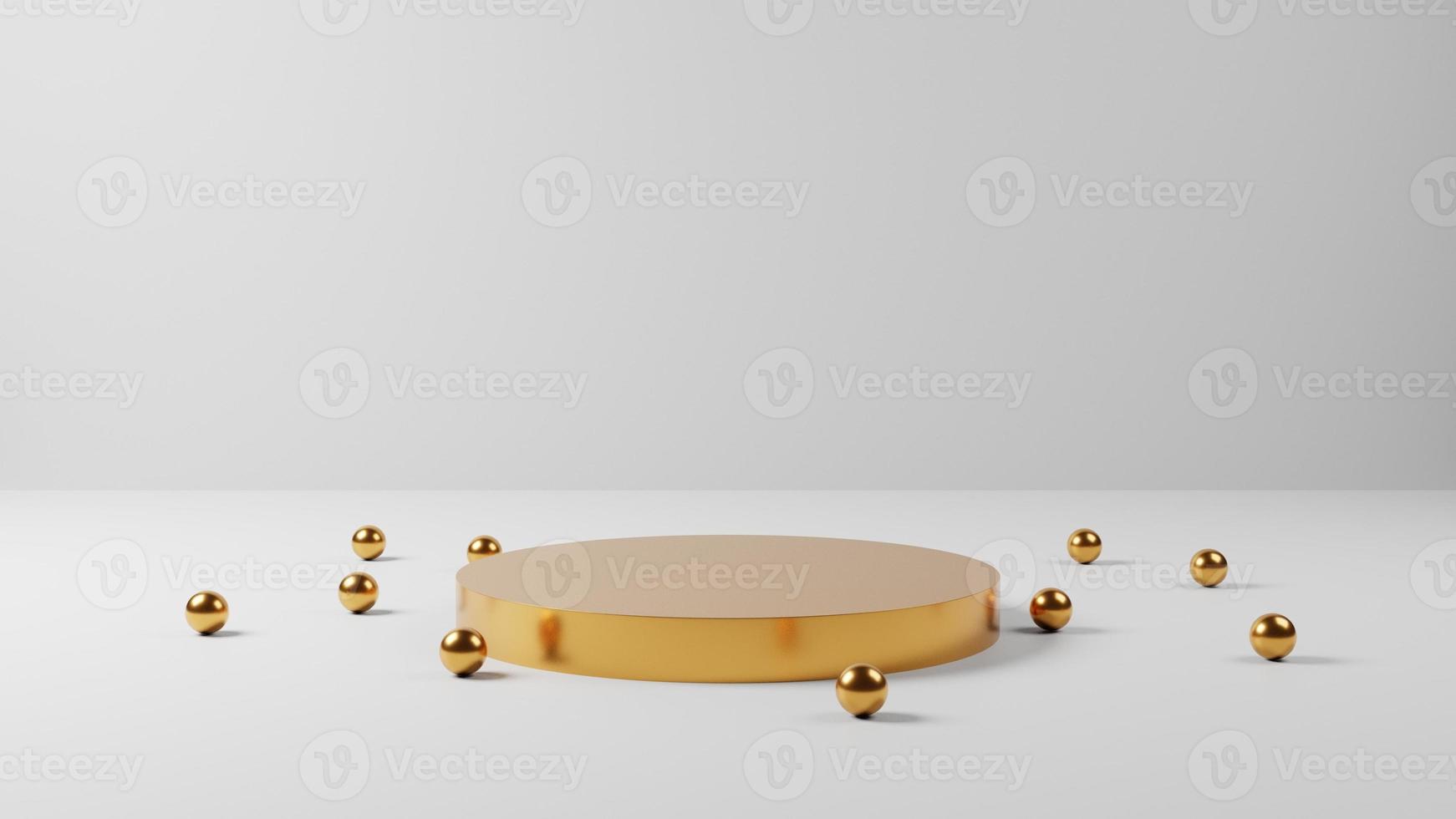 abstract minimal gold pedestal or podium display, golden empty stand for product showcase,3D rendering photo