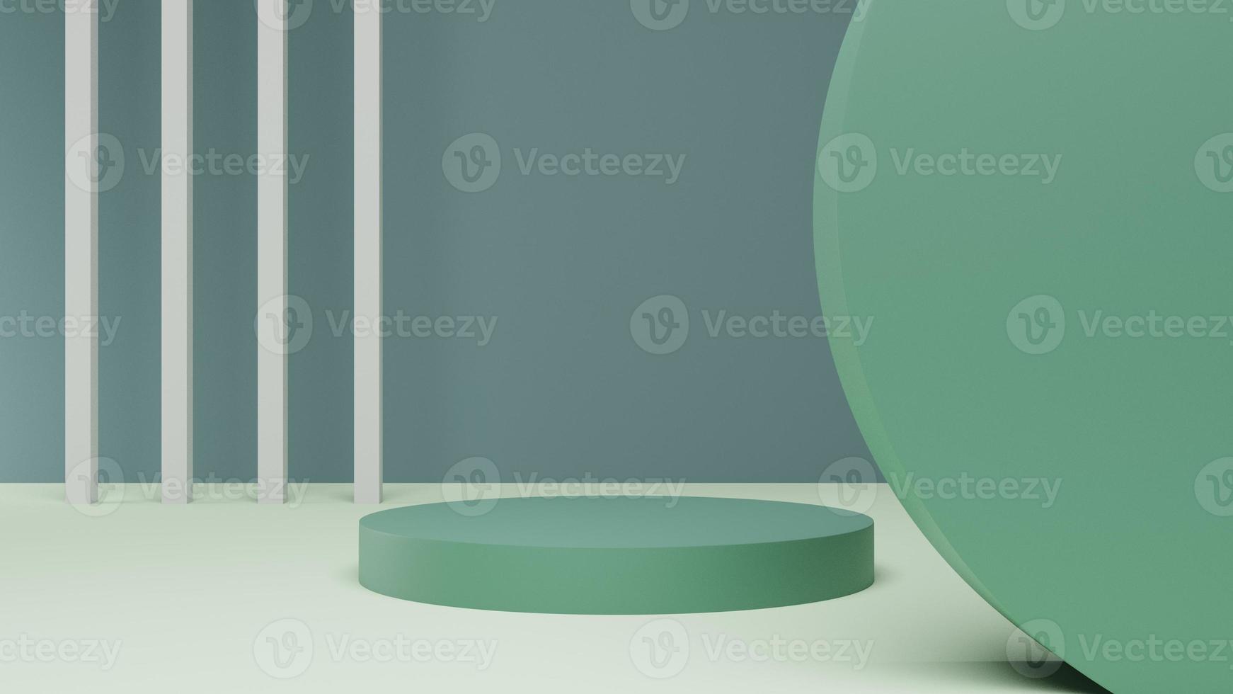 Green pedestal for product display, Abstract geometry minimal podium platform for showcase. 3d rendering photo