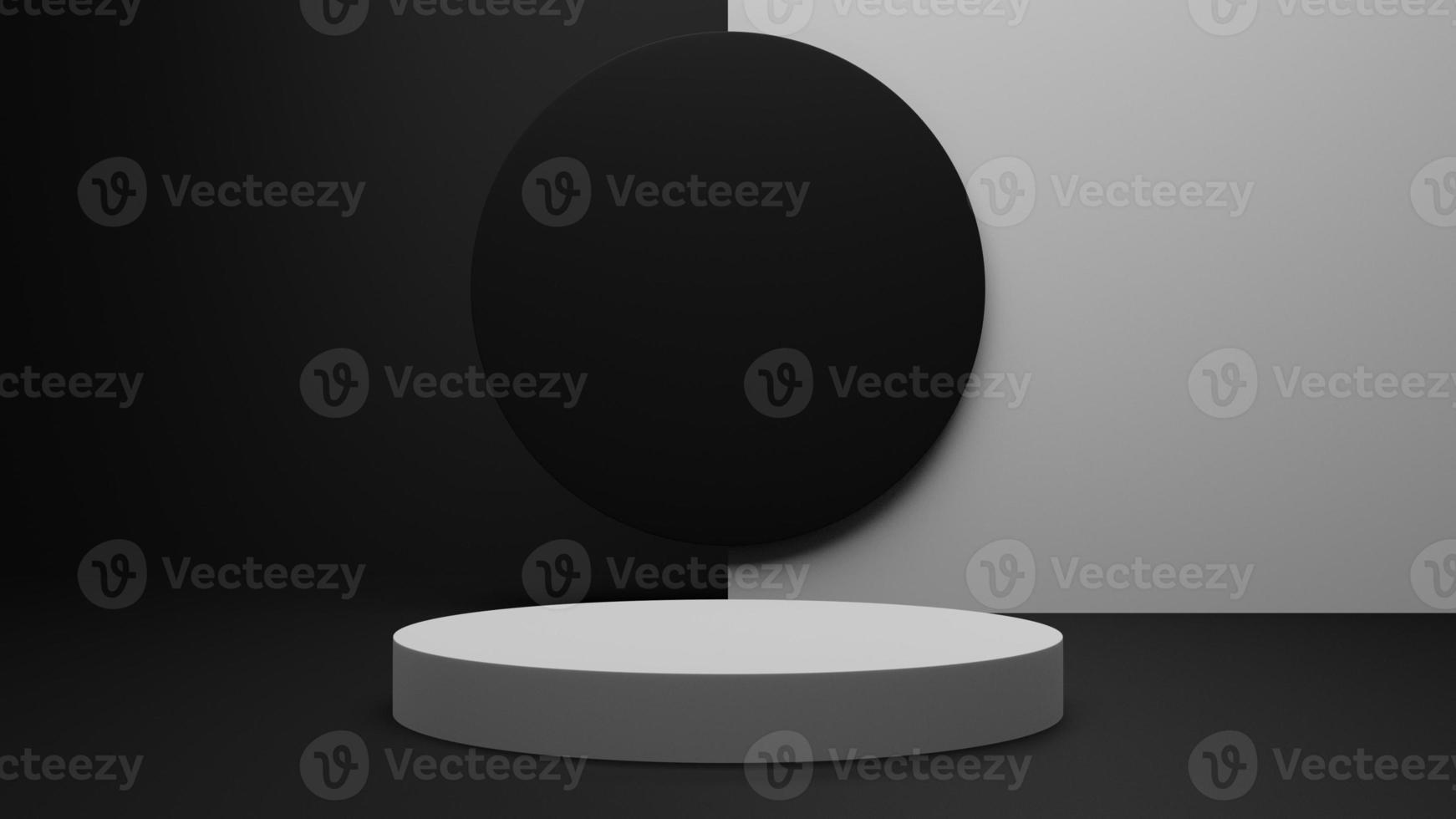 minimalist pedestal black and white for product showcase, cylinder podium 3d rendering abstract background. photo