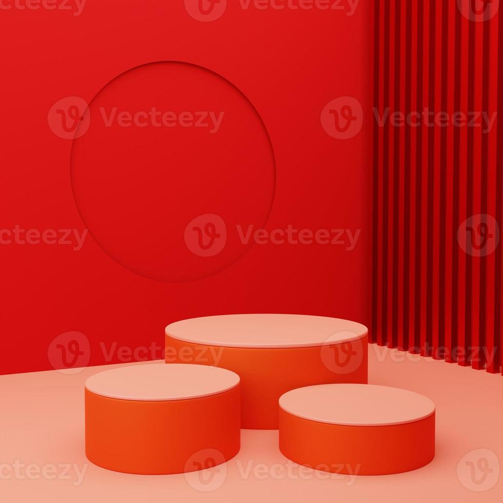 red steps pedestal podium. minimal abstract background for product presentation. 3d illustration photo