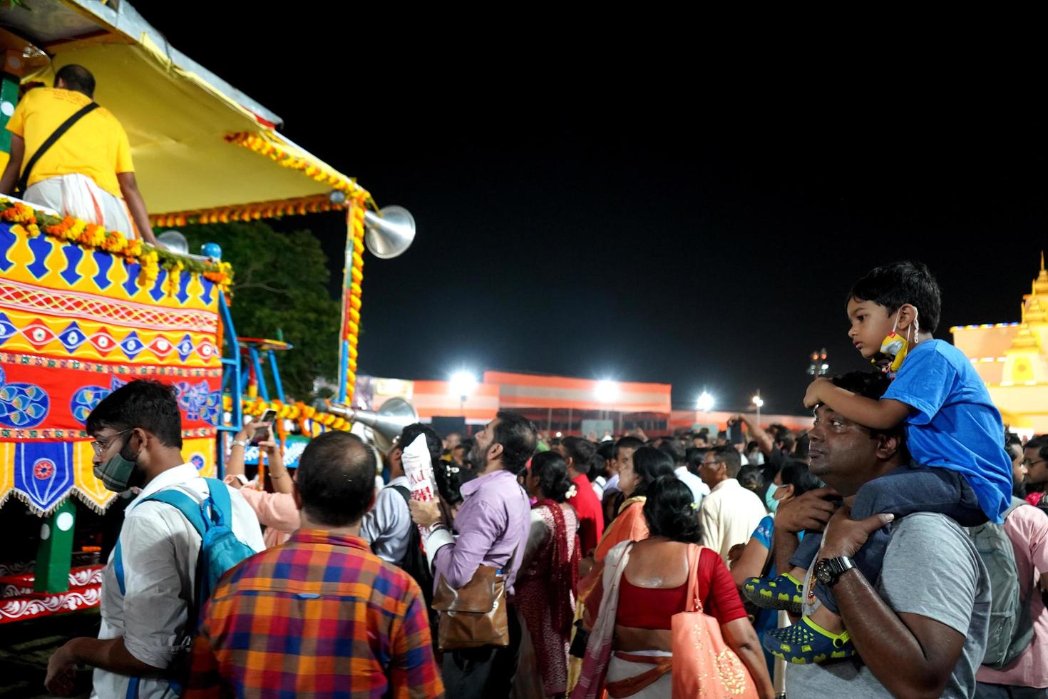 1st July 2022, Kolkata, West Bengal, India. Little baby boy take part in Kolkata Iskcon Rath Yatra at Park Street Maidan photo