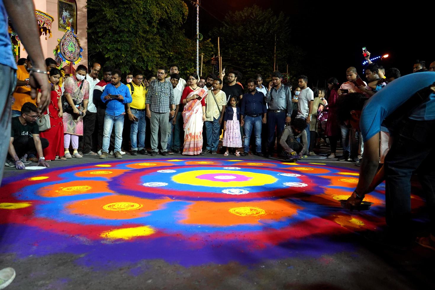 1st July 2022, Kolkata, West Bengal, India. Street rangoli During Kolkata Iskcon Rath Yatra photo