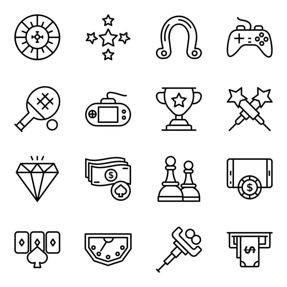 Poker Accessories Line Vector Icons