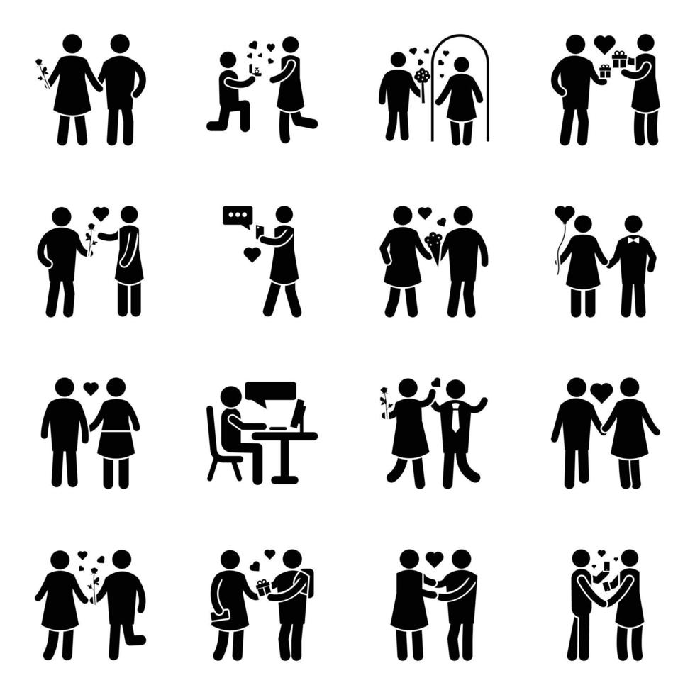 Pack of Love Stories Glyph Vector Icons