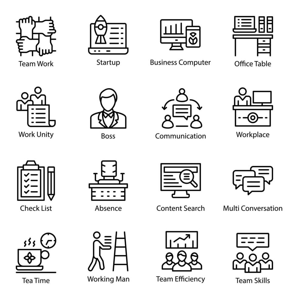 Team Management Linear Vector Icons