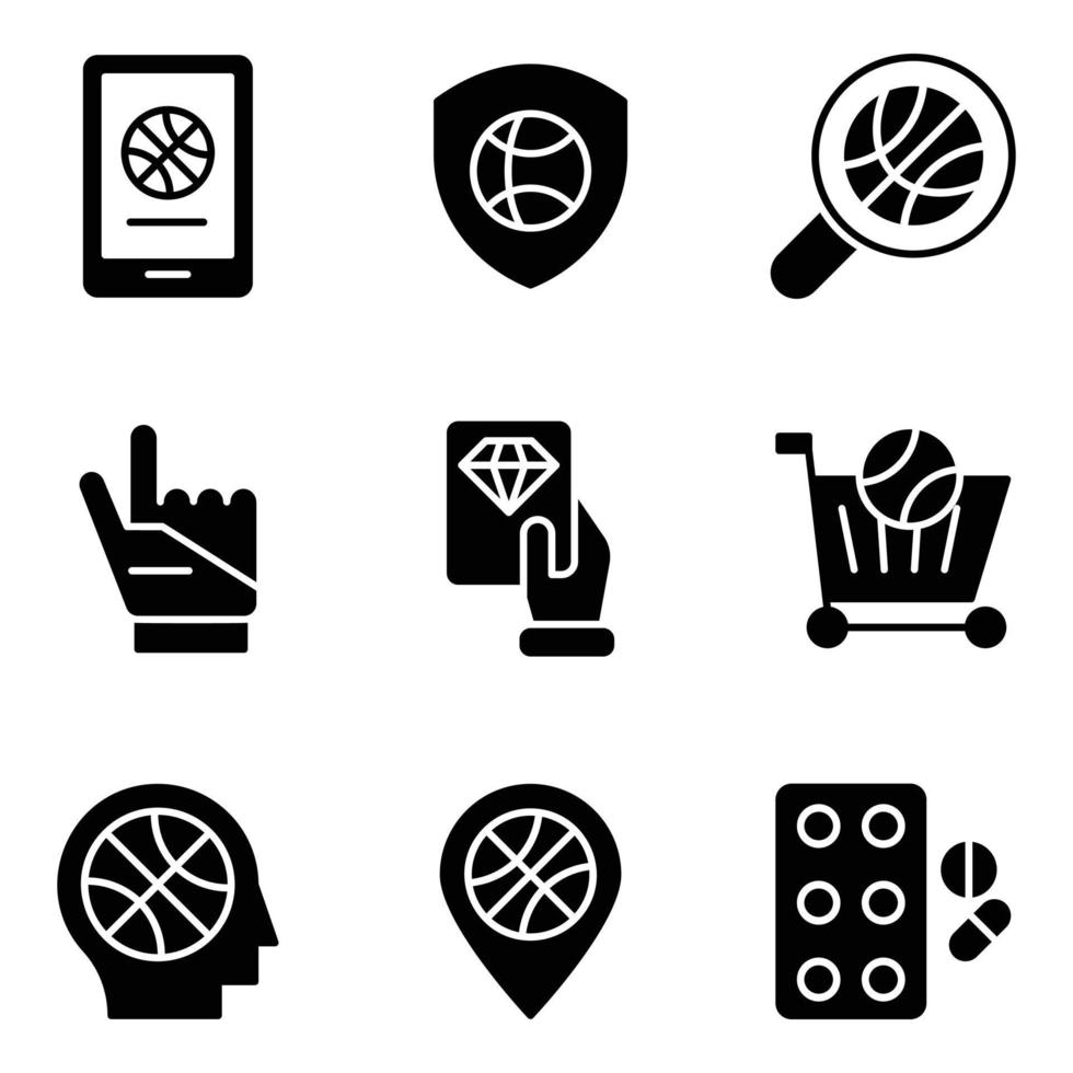 paquete de iconos de vector de glifo de juegos y deportes