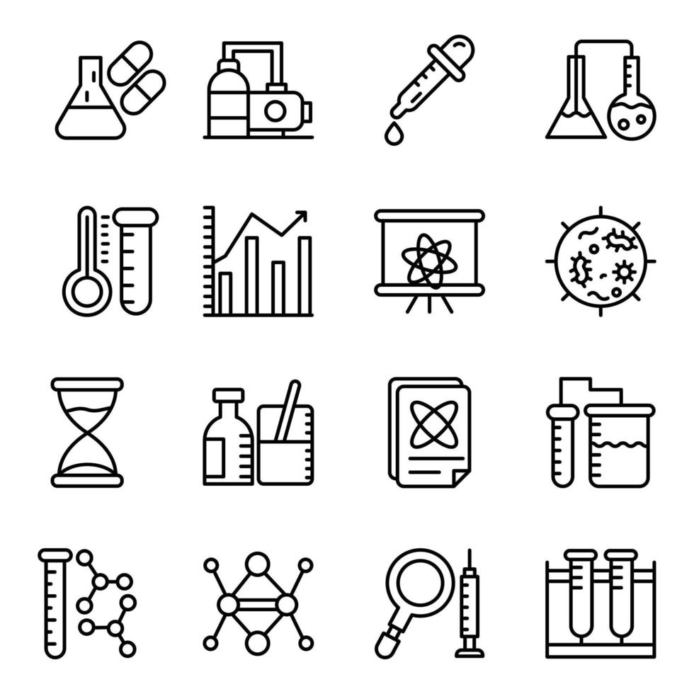 Pack of Biochemistry Education Line Vector Icons