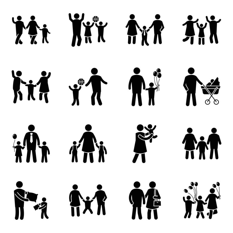 tipo de iconos de vector de glifo de familias