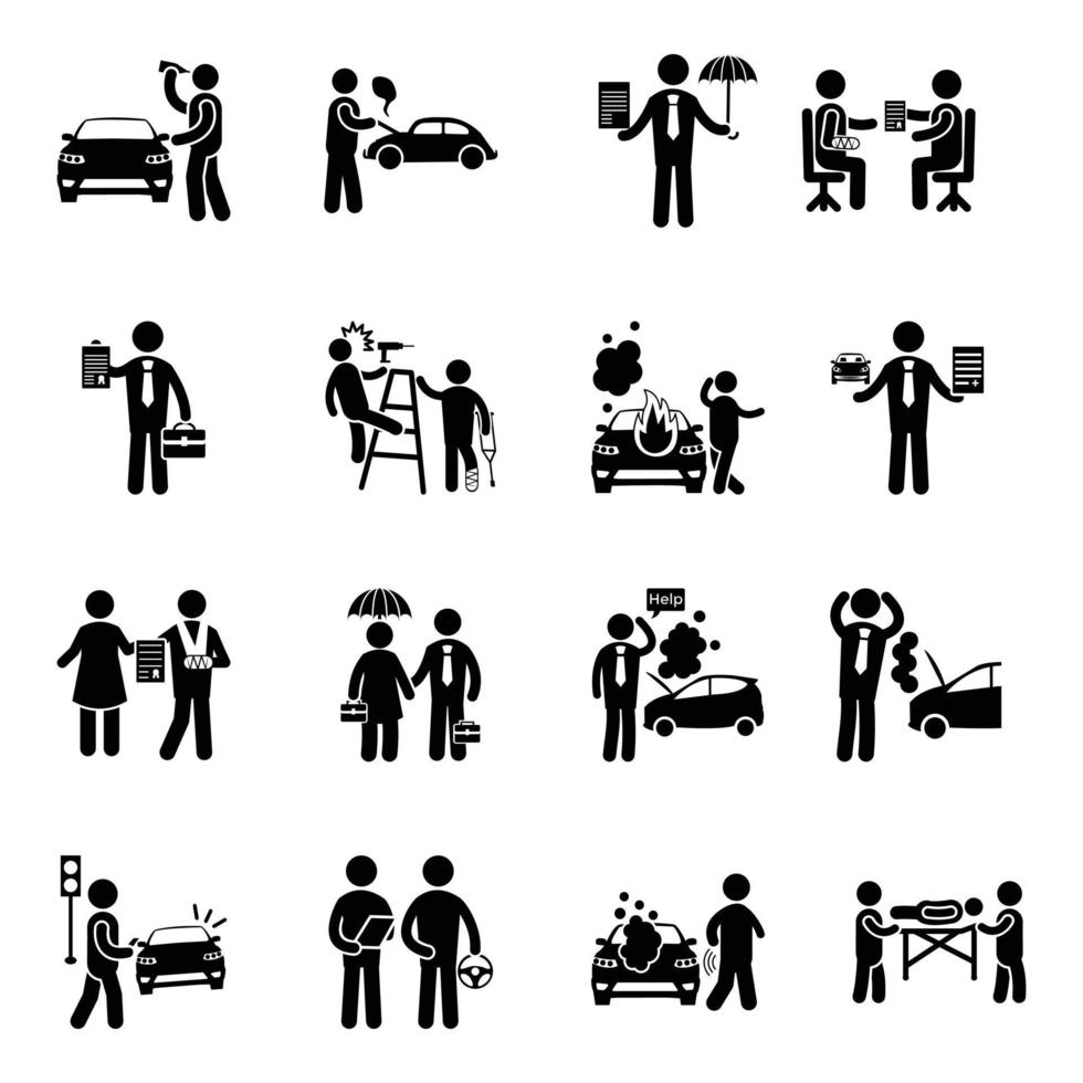 Pack of Accidents Glyph Icons vector