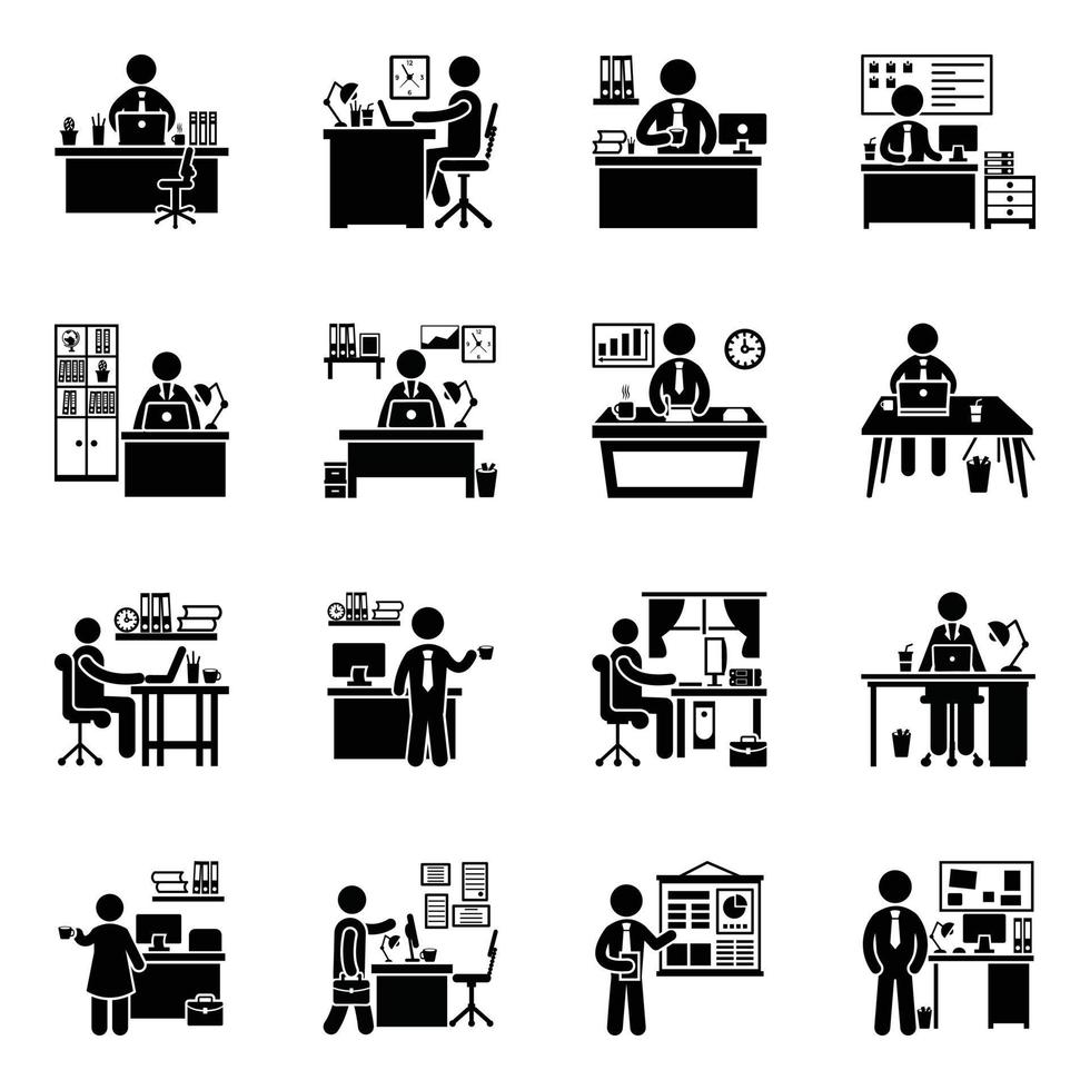 Office Work Glyph Pictograms Pack vector