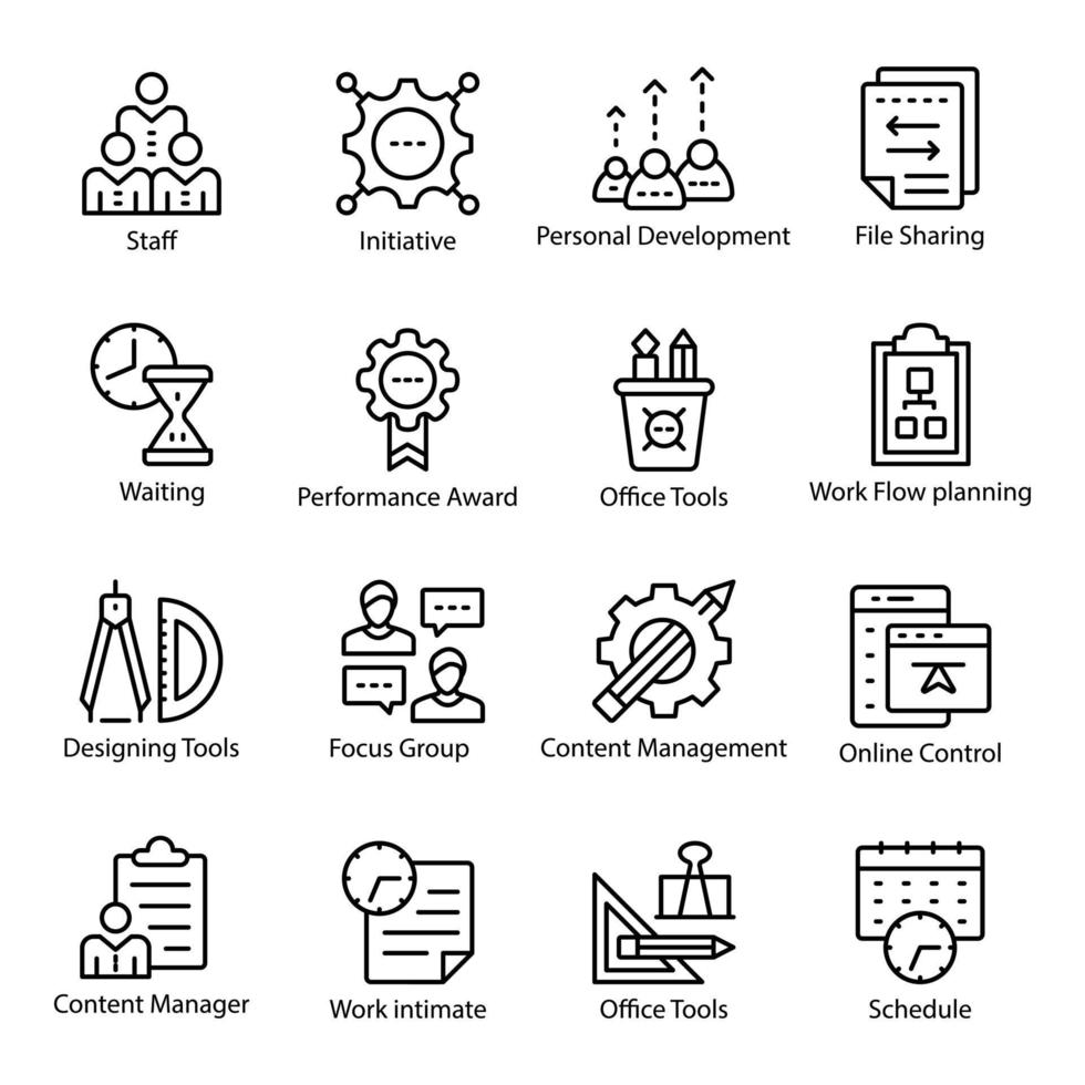 IT Workplace Linear Vector Icons
