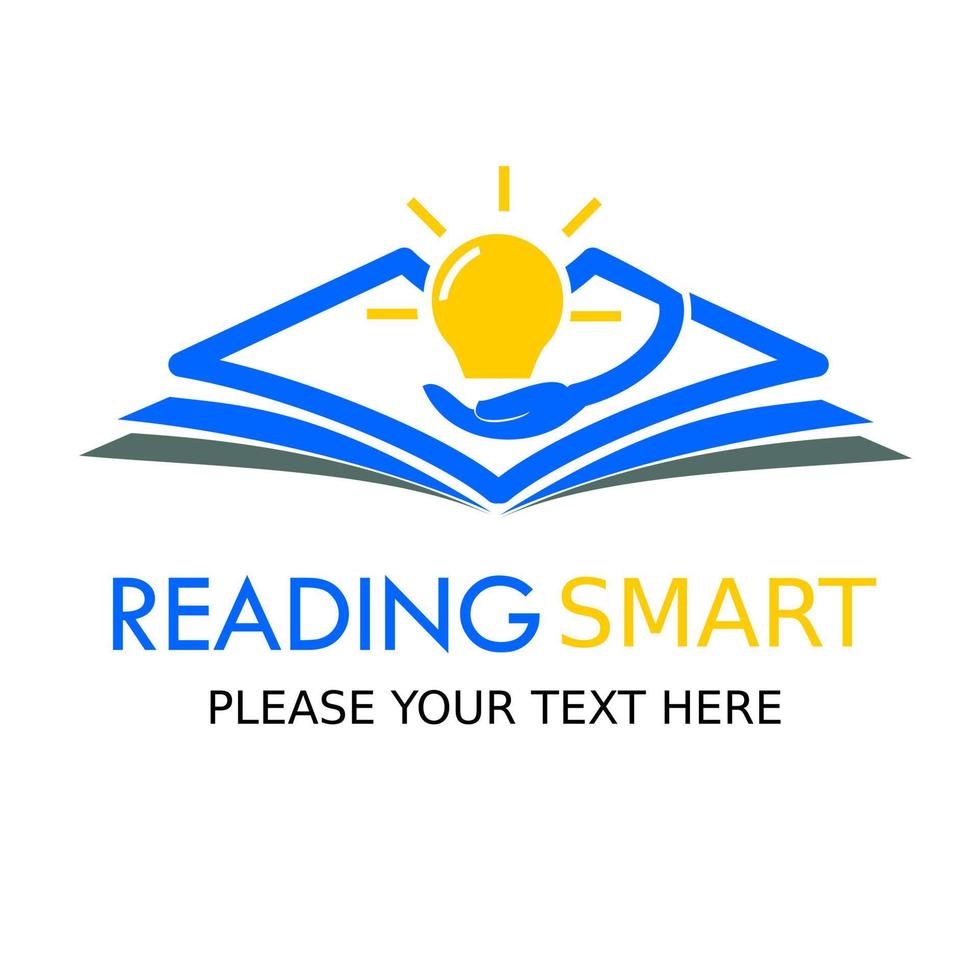 Reading smart logo template illustration. there are book and bulb. this is good for education vector