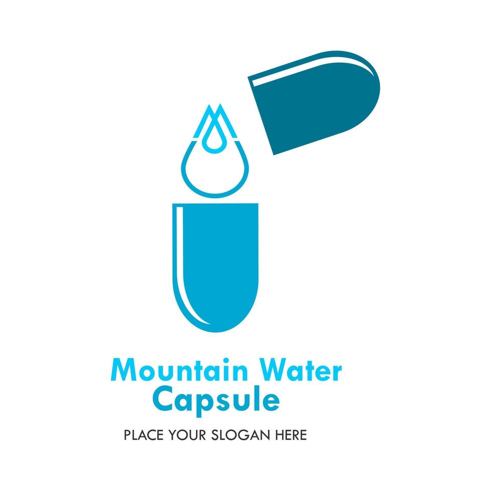 ilustración de plantilla de diseño de logotipo de capsul de agua de montaña. hay agua de montaña y capsul. esto es bueno para la medicina, la fábrica, la industria, la educación, etc. vector