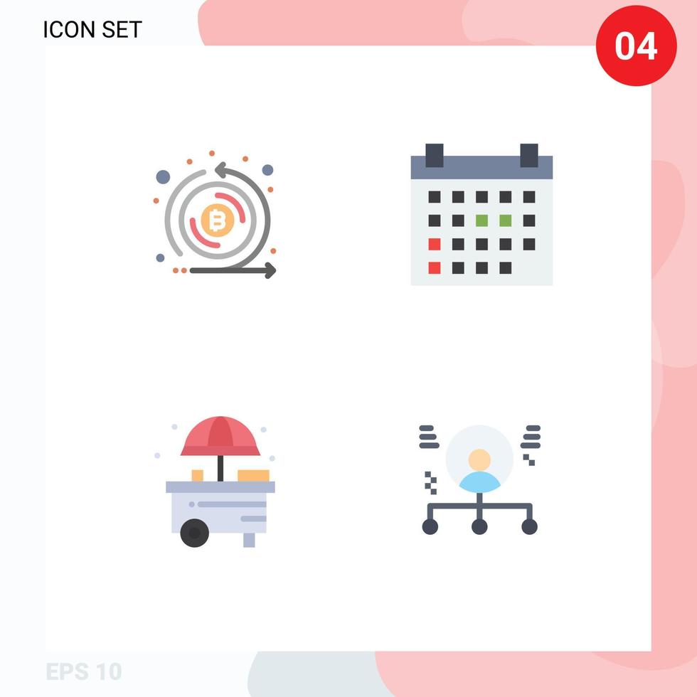 grupo de 4 iconos planos, signos y símbolos para la vida útil de la moneda, habilidades de fecha límite, elementos de diseño vectorial editables vector