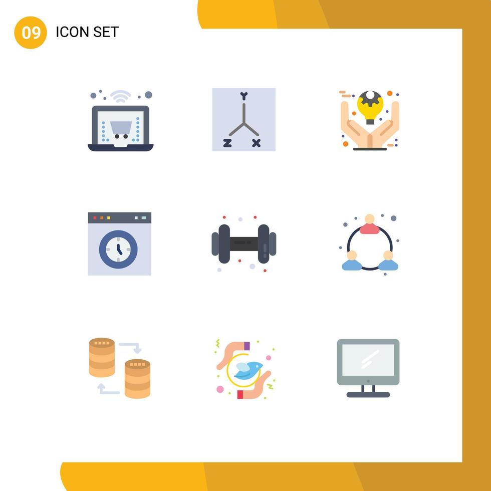 Set of 9 Vector Flat Colors on Grid for dum test management speedometer interface Editable Vector Design Elements