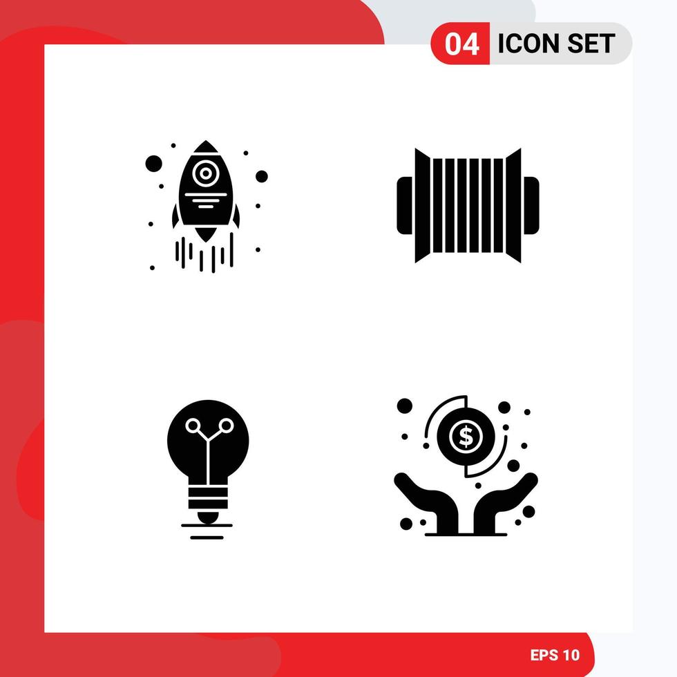 Pack of Modern Solid Glyphs Signs and Symbols for Web Print Media such as launch light accordion music dollar Editable Vector Design Elements