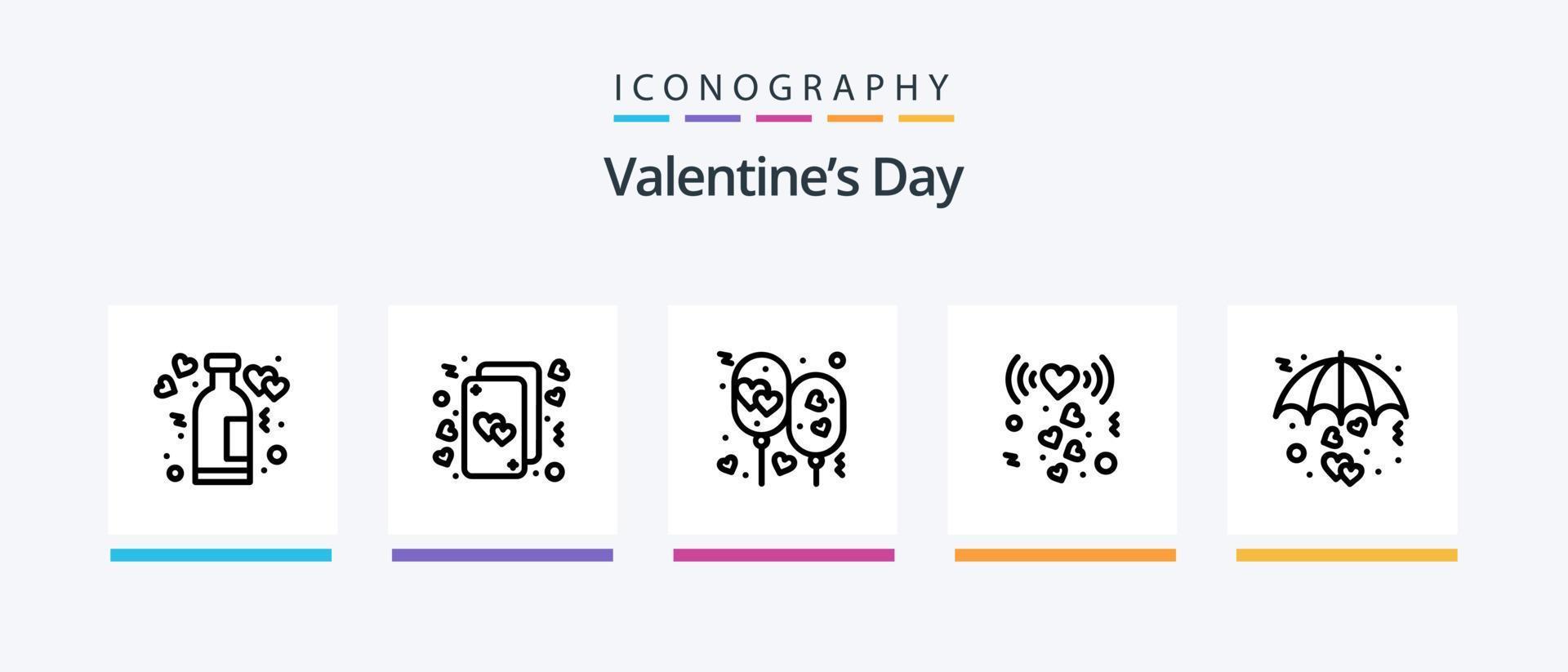 paquete de iconos de la línea 5 del día de san valentín que incluye el corazón. romance. entrega. amar. botella. diseño de iconos creativos vector