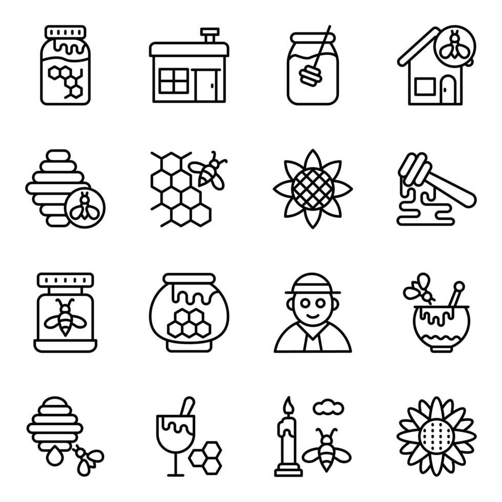 Pack of Beekeeping Line Vector Icons