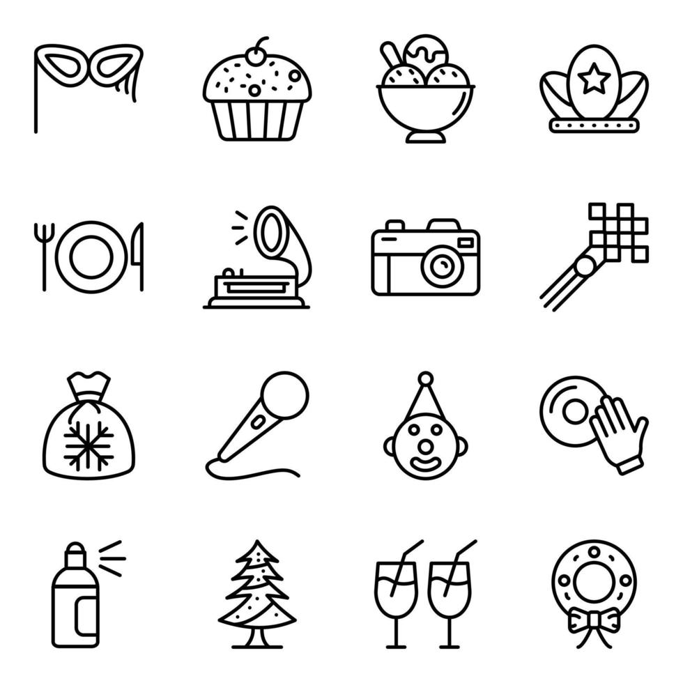 paquete de iconos de vector de línea de celebraciones de navidad