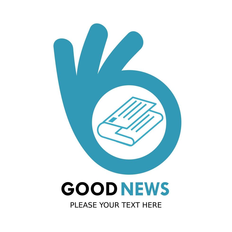 Good news logo design template illustration. there are finger and newspaper. vector