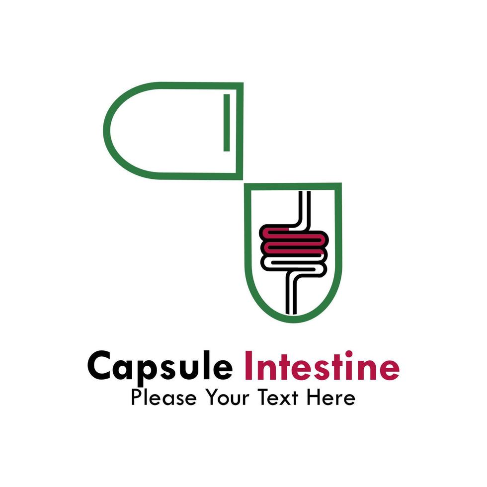 ilustración de la plantilla de diseño del logotipo del intestino de la cápsula. hay un intestino y una capsula vector